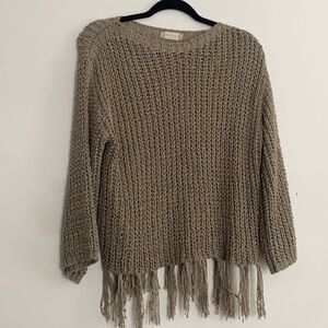 Altar'd State Sterchi Sweater pullover crochet tassel olive green size XS
